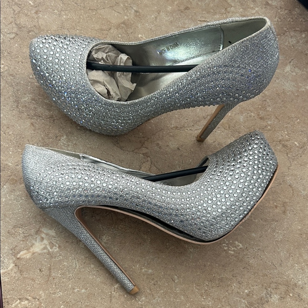 Sparkling Silver Rhinestone Heels